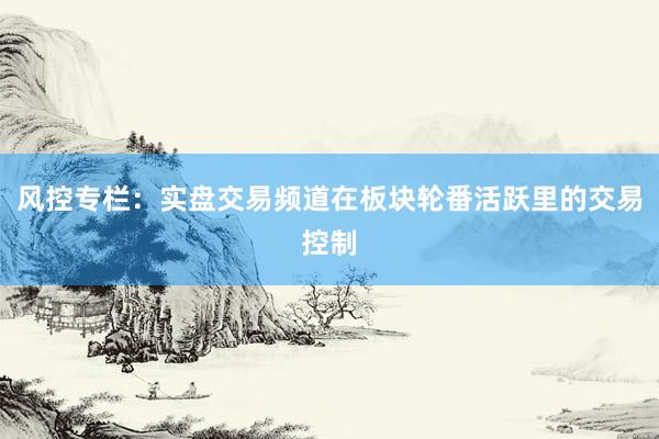 风控专栏：实盘交易频道在板块轮番活跃里的交易控制