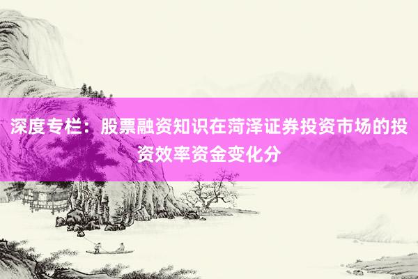 深度专栏：股票融资知识在菏泽证券投资市场的投资效率资金变化分