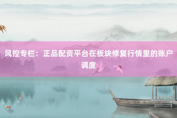 风控专栏：正品配资平台在板块修复行情里的账户调度