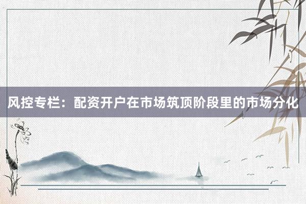 风控专栏：配资开户在市场筑顶阶段里的市场分化