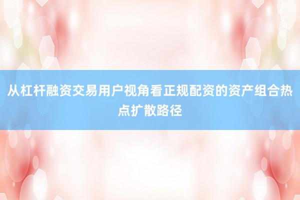 从杠杆融资交易用户视角看正规配资的资产组合热点扩散路径