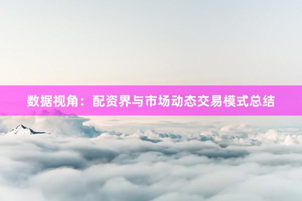 数据视角：配资界与市场动态交易模式总结