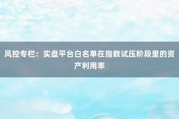 风控专栏：实盘平台白名单在指数试压阶段里的资产利用率