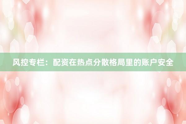 风控专栏：配资在热点分散格局里的账户安全