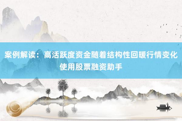 案例解读：高活跃度资金随着结构性回暖行情变化使用股票融资助手