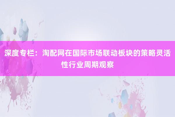 深度专栏：淘配网在国际市场联动板块的策略灵活性行业周期观察