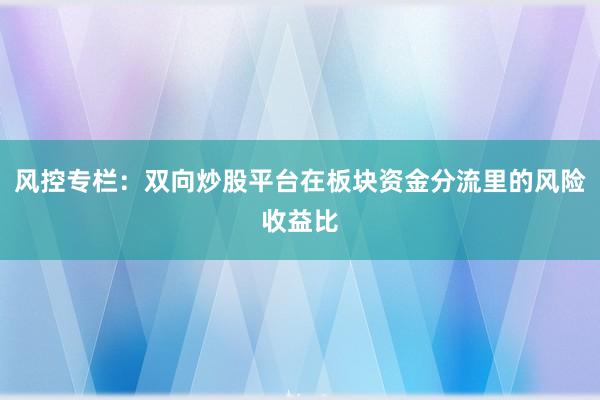 风控专栏：双向炒股平台在板块资金分流里的风险收益比