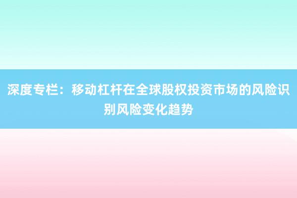 深度专栏：移动杠杆在全球股权投资市场的风险识别风险变化趋势