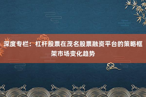 深度专栏：杠杆股票在茂名股票融资平台的策略框架市场变化趋势