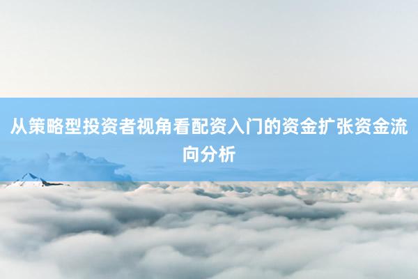 从策略型投资者视角看配资入门的资金扩张资金流向分析