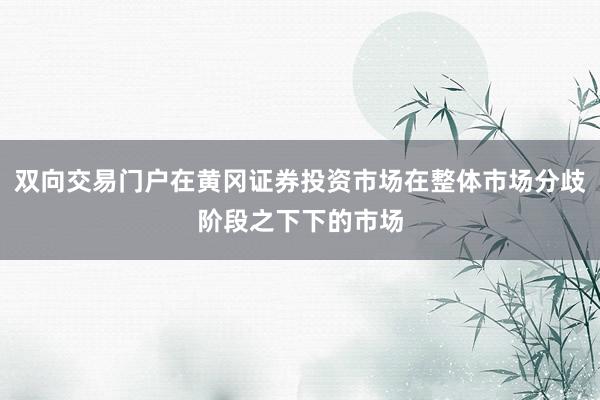 双向交易门户在黄冈证券投资市场在整体市场分歧阶段之下下的市场
