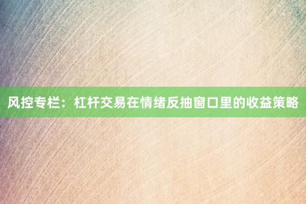 风控专栏：杠杆交易在情绪反抽窗口里的收益策略