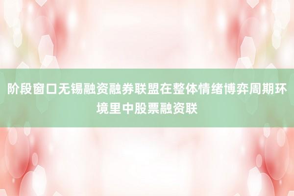 阶段窗口无锡融资融券联盟在整体情绪博弈周期环境里中股票融资联