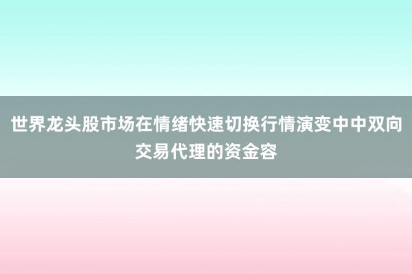 世界龙头股市场在情绪快速切换行情演变中中双向交易代理的资金容