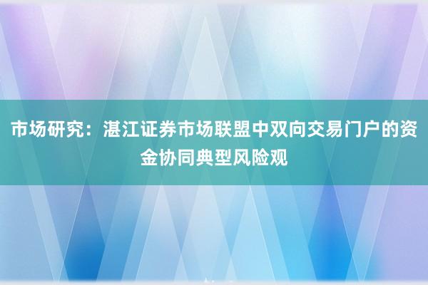 市场研究：湛江证券市场联盟中双向交易门户的资金协同典型风险观