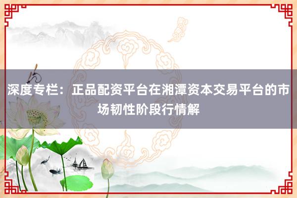 深度专栏：正品配资平台在湘潭资本交易平台的市场韧性阶段行情解