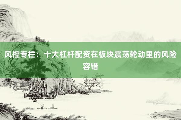 风控专栏：十大杠杆配资在板块震荡轮动里的风险容错