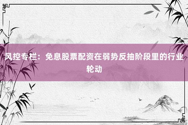 风控专栏：免息股票配资在弱势反抽阶段里的行业轮动
