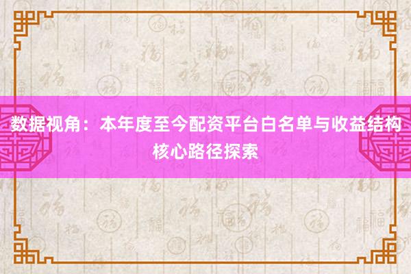 数据视角：本年度至今配资平台白名单与收益结构核心路径探索