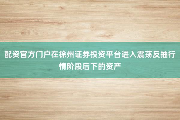 配资官方门户在徐州证券投资平台进入震荡反抽行情阶段后下的资产