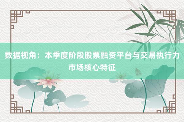 数据视角：本季度阶段股票融资平台与交易执行力市场核心特征