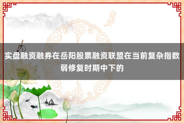 实盘融资融券在岳阳股票融资联盟在当前复杂指数弱修复时期中下的