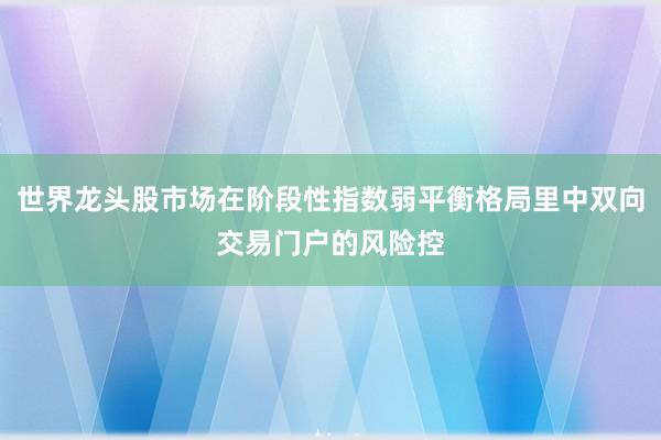 世界龙头股市场在阶段性指数弱平衡格局里中双向交易门户的风险控