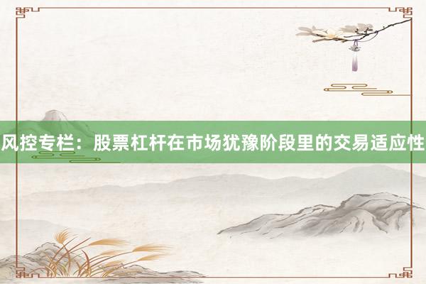 风控专栏：股票杠杆在市场犹豫阶段里的交易适应性