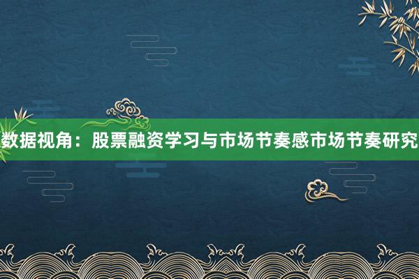 数据视角：股票融资学习与市场节奏感市场节奏研究