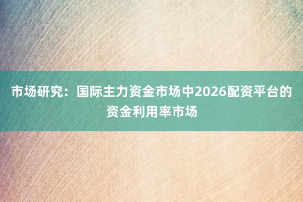 市场研究：国际主力资金市场中2026配资平台的资金利用率市场