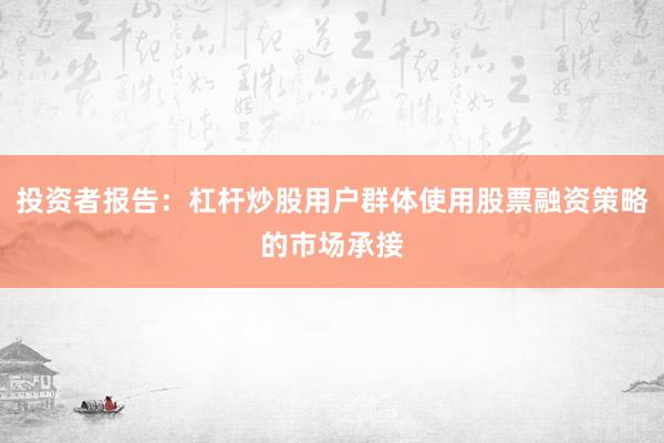 投资者报告：杠杆炒股用户群体使用股票融资策略的市场承接