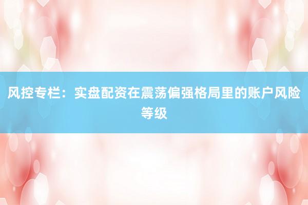 风控专栏：实盘配资在震荡偏强格局里的账户风险等级