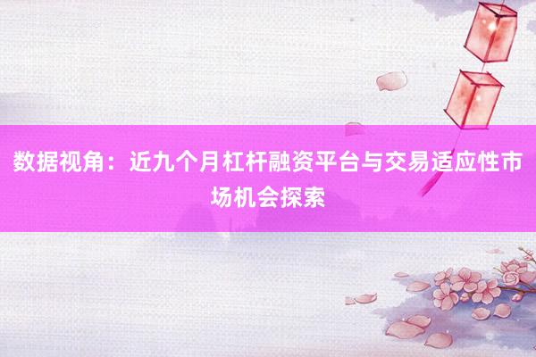 数据视角：近九个月杠杆融资平台与交易适应性市场机会探索