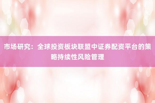 市场研究：全球投资板块联盟中证券配资平台的策略持续性风险管理