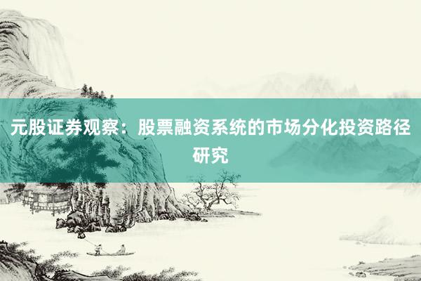 元股证券观察：股票融资系统的市场分化投资路径研究