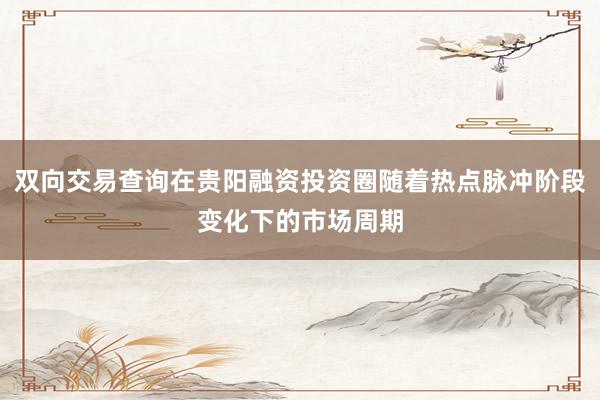 双向交易查询在贵阳融资投资圈随着热点脉冲阶段变化下的市场周期