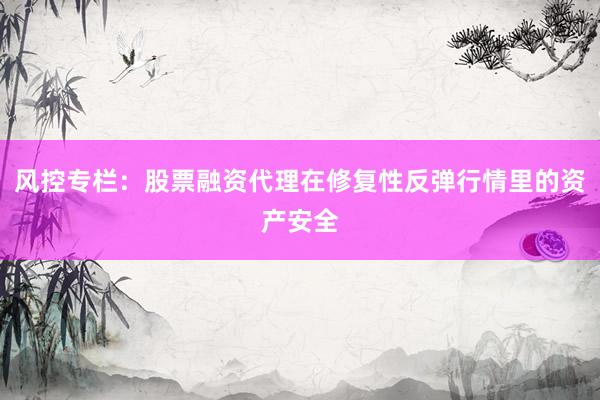 风控专栏：股票融资代理在修复性反弹行情里的资产安全