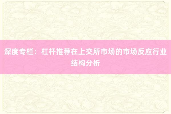 深度专栏：杠杆推荐在上交所市场的市场反应行业结构分析