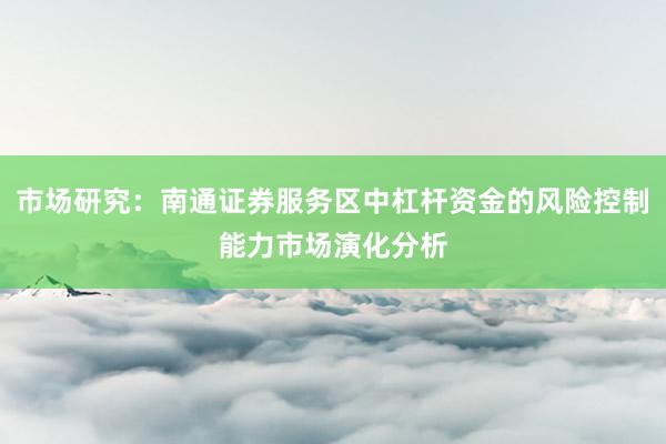 市场研究：南通证券服务区中杠杆资金的风险控制能力市场演化分析