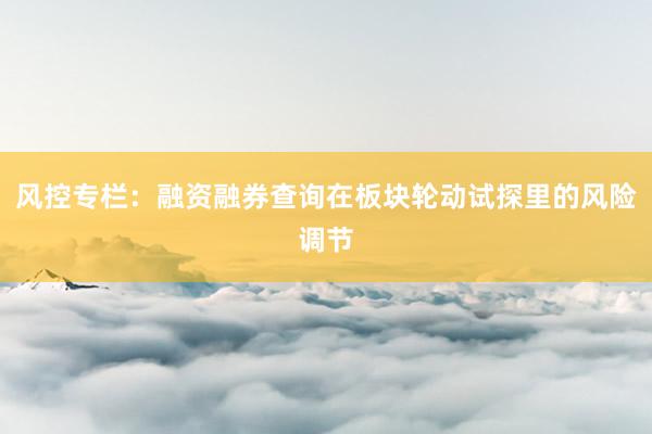风控专栏：融资融券查询在板块轮动试探里的风险调节
