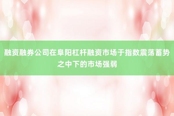 融资融券公司在阜阳杠杆融资市场于指数震荡蓄势之中下的市场强弱