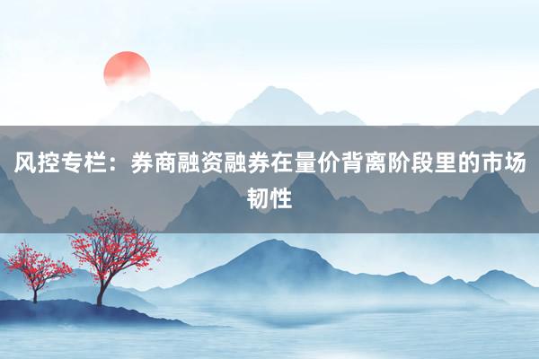风控专栏：券商融资融券在量价背离阶段里的市场韧性