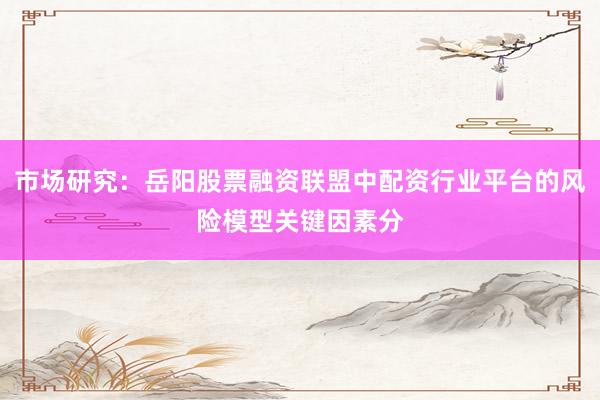 市场研究：岳阳股票融资联盟中配资行业平台的风险模型关键因素分