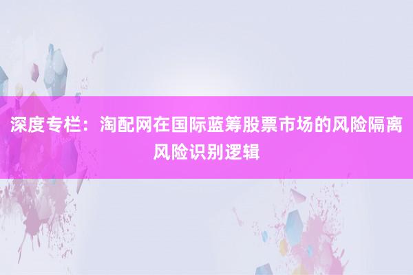 深度专栏：淘配网在国际蓝筹股票市场的风险隔离风险识别逻辑