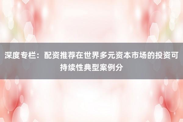 深度专栏：配资推荐在世界多元资本市场的投资可持续性典型案例分