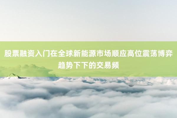 股票融资入门在全球新能源市场顺应高位震荡博弈趋势下下的交易频