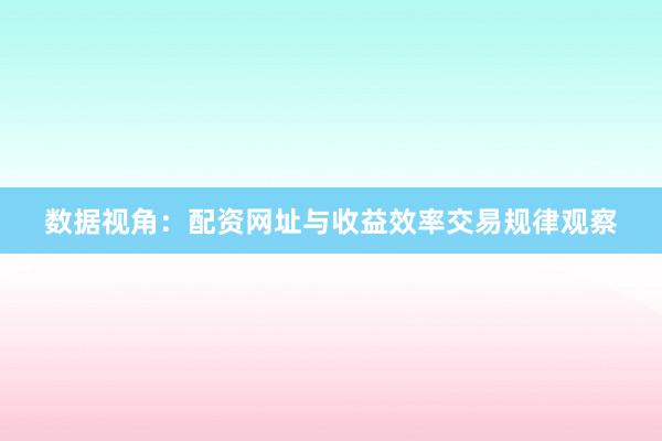数据视角：配资网址与收益效率交易规律观察