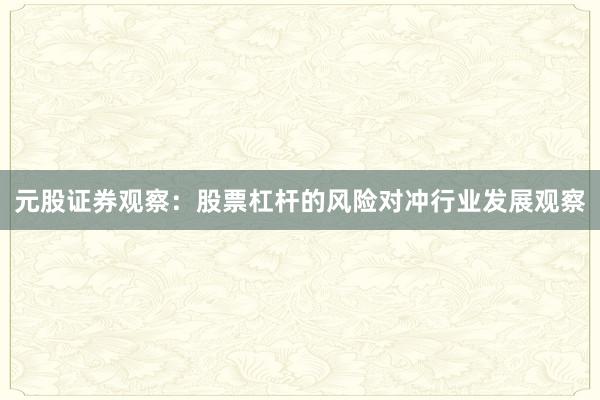 元股证券观察：股票杠杆的风险对冲行业发展观察