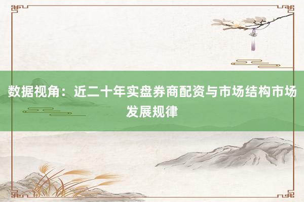 数据视角：近二十年实盘券商配资与市场结构市场发展规律