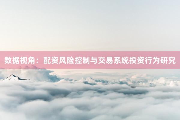 数据视角：配资风险控制与交易系统投资行为研究